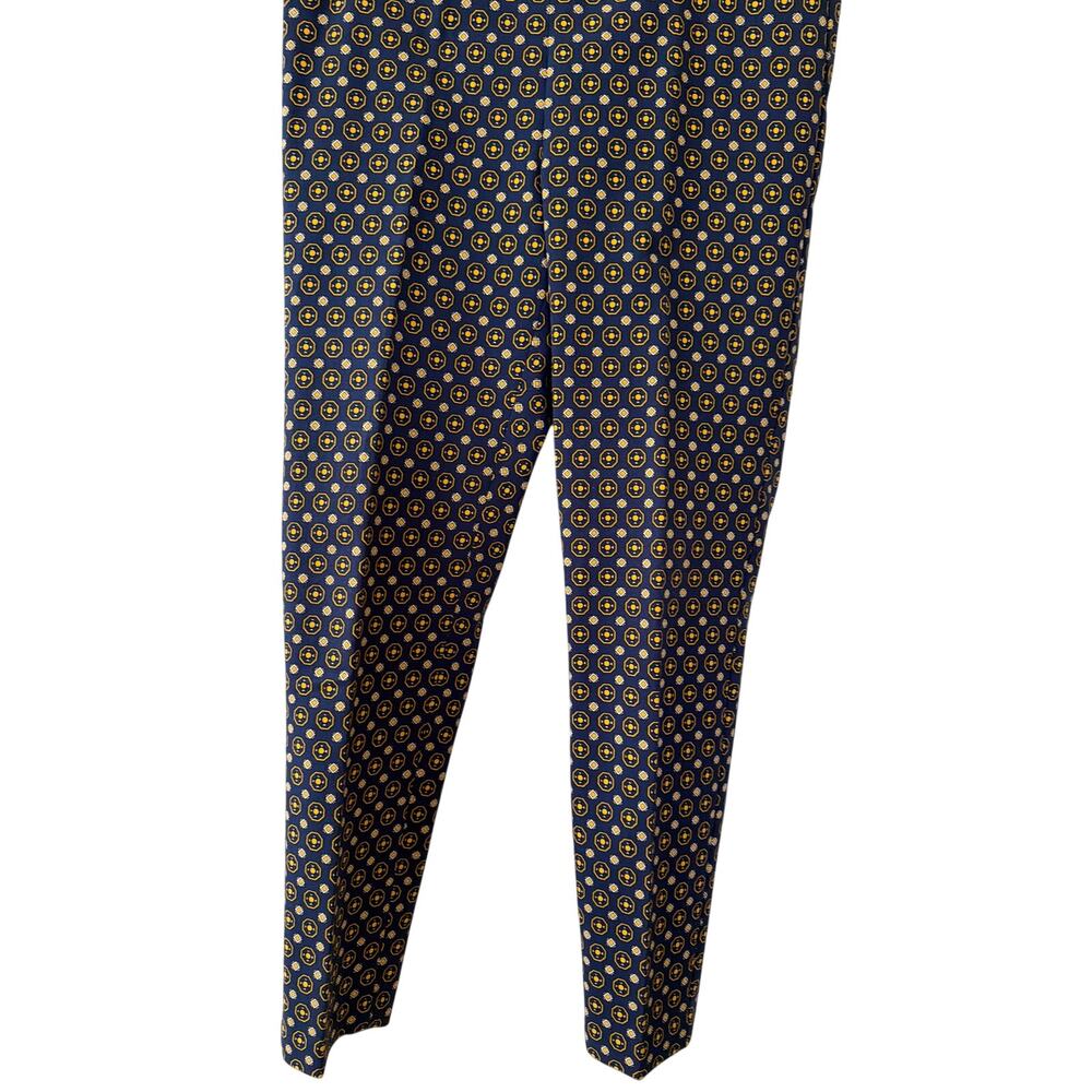 Talbots Essex Ankle Pull on Pants Women's Size 6 Petite Navy Blue All over Print